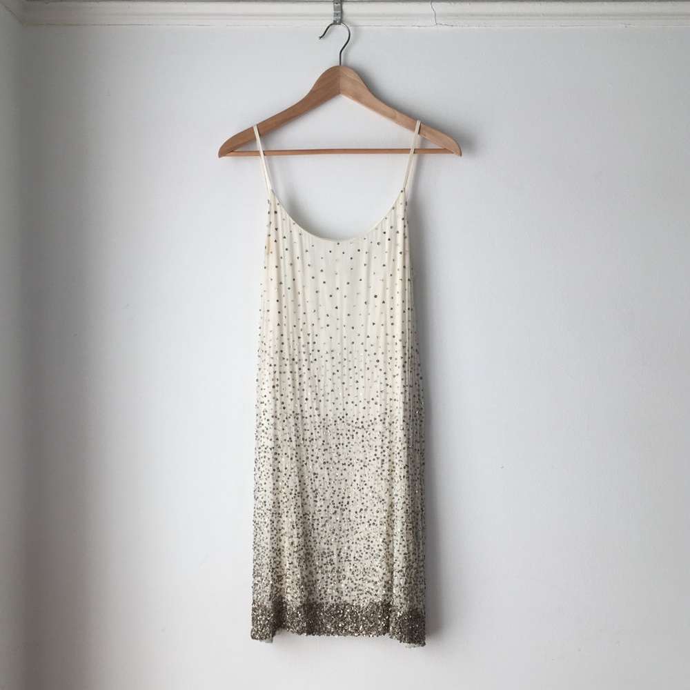 Sparkling silk slip dress, elegant and simple